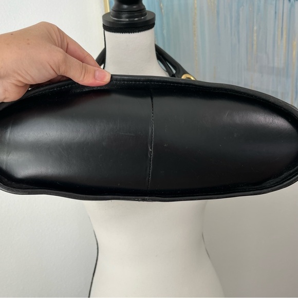 Black Donald J. Pliner Leather Mesh Tote Bag Purse Medium Gold Hardware - Picture 9 of 10